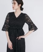 【その他のブランド/Other】の《M Maglie le cassetto》リボンベルト付きVネックレースブラウス ブラック|ID: prp329100004531615 ipo3291000000032034294