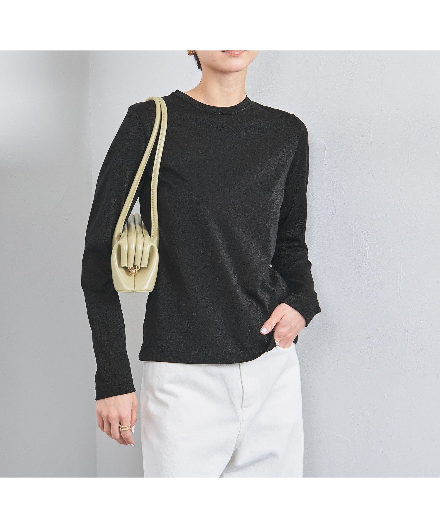 【ユナイテッドアローズ/UNITED ARROWS】のラメ ロングスリーブ カットソー インテリア・キッズ・メンズ・レディースファッション・服の通販 founy(ファニー) 　ファッション　Fashion　レディースファッション　Fashion for Women　トップス・カットソー　Cut & Sew Tops　カットソー・ベーシックTシャツ　Cut-and-Sewn Tops / Stretch Tees & Basics　おすすめ　Recommended / Our Picks　インナー　Innerwear　カットソー　Cut and Sewn Top　ギャザー　Gathered, Ruffled　コンパクト　Compact, Small Size　シンプル　Simple, Minimal　ジャケット　Jacket, Outerwear　スリーブ　Sleeve, Long Sleeve / Short Sleeve　ベスト　Vest, Waistcoat　ボトム　Bottoms, Lower Wear　ロング　Long, Long-Length　ワイド　Wide, Wide Fit　エレガント 上品　Elegant　BLACK|ID: prp329100004531624 ipo3291000000033504384