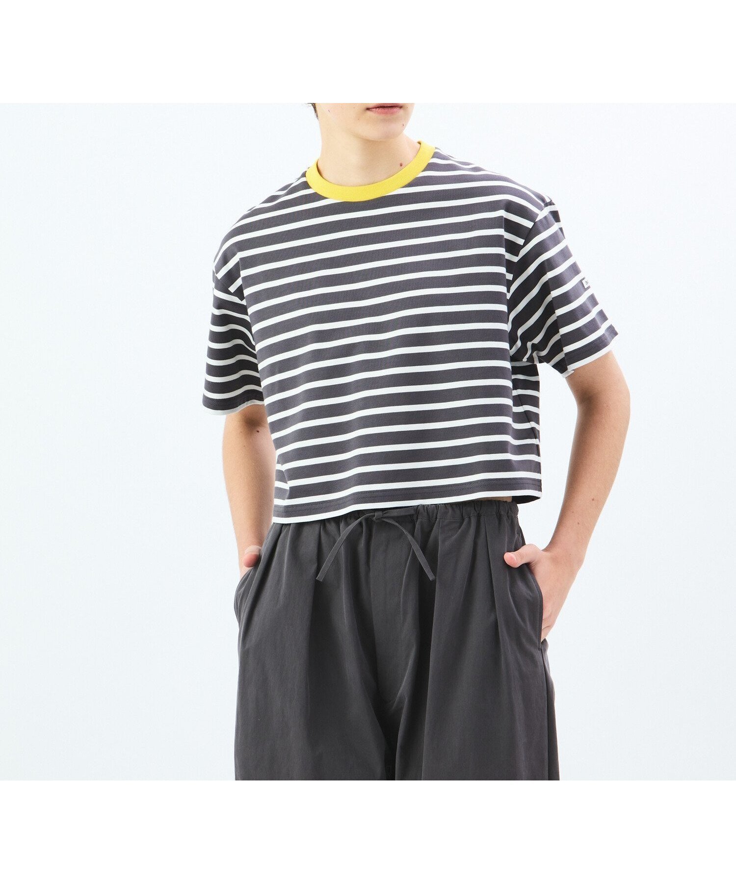 【ビショップ/Bshop】のコットン クルーネックワイドTシャツ WOMEN インテリア・キッズ・メンズ・レディースファッション・服の通販 founy(ファニー) 　ファッション　Fashion　レディースファッション　WOMEN　トップス・カットソー　Tops/Tshirt　シャツ/ブラウス　Shirts/Blouses　ロング / Tシャツ　T-Shirts　カットソー　Cut And Sew　ショート　Short　半袖　Short Sleeve　GREY系1|ID: prp329100004531664 ipo3291000000032034458