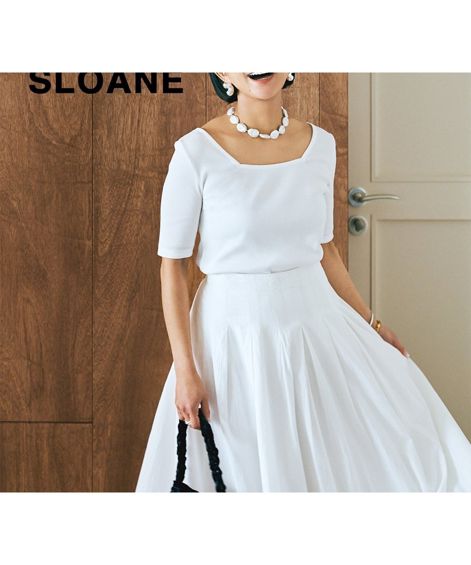 【デミルクス ビームス/Demi-Luxe BEAMS】の【別注】スタイリスト佐藤佳菜子 * SLOANE / スクエアネック リブTシャツ インテリア・キッズ・メンズ・レディースファッション・服の通販 founy(ファニー) 　ファッション　Fashion　レディースファッション　WOMEN　トップス・カットソー　Tops/Tshirt　シャツ/ブラウス　Shirts/Blouses　ロング / Tシャツ　T-Shirts　インナー　Inner　カーディガン　Cardigan　コラボ　Collaboration　コレクション　Collection　シンプル　Simple　ジャケット　Jacket　スクエア　Square　タンク　Tank　テレコ　Tereko　デコルテ　Decolletage　トリプル　Triple　人気　Popularity　フィット　Fit　別注　Special Order　エレガント 上品　Elegant　WHITE|ID: prp329100004531679 ipo3291000000032034513