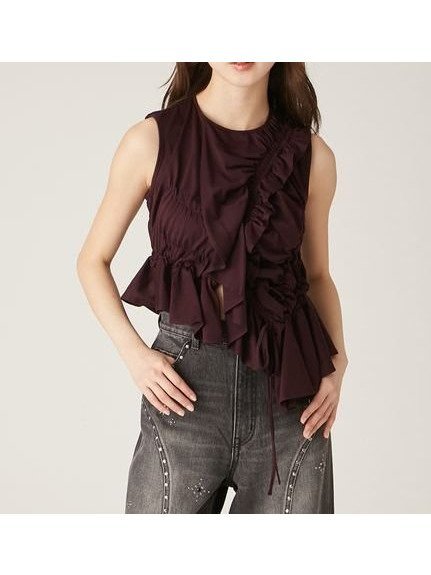 【リリーブラウン/Lily Brown】のアシメフリルカットトップス インテリア・キッズ・メンズ・レディースファッション・服の通販 founy(ファニー) 　ファッション　Fashion　レディースファッション　WOMEN　トップス・カットソー　Tops/Tshirt　アシンメトリー　Asymmetry　エレガント 上品　Elegant　カットソー　Cut And Sew　シャーリング　Shirring　ストレッチ　Stretch　フリル　Frills　DBRW[059]|ID: prp329100004531701 ipo3291000000032240665