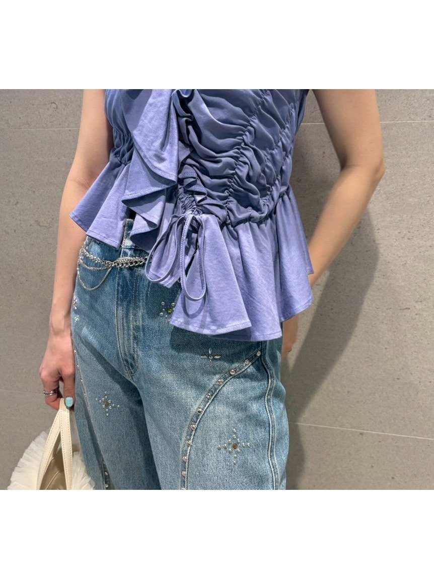 【リリーブラウン/Lily Brown】のアシメフリルカットトップス インテリア・キッズ・メンズ・レディースファッション・服の通販 founy(ファニー) 　ファッション　Fashion　レディースファッション　WOMEN　トップス・カットソー　Tops/Tshirt　アシンメトリー　Asymmetry　エレガント 上品　Elegant　カットソー　Cut And Sew　シャーリング　Shirring　ストレッチ　Stretch　フリル　Frills　BLU[086]|ID: prp329100004531701 ipo3291000000032240667