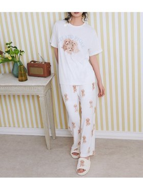 【ジェラート ピケ/gelato pique】のトイプードル柄ロングパンツ 人気、トレンドファッション・服の通販 founy(ファニー) ファッション Fashion レディースファッション WOMEN パンツ Pants おすすめ Recommend カットソー Cut And Sew ストレート Straight プリント Print ボーダー Border モチーフ Motif ロング Long |ID:prp329100004531711