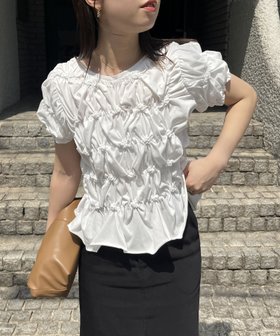 【カプリシューレマージュ/CAPRICIEUX LEMAGE】のシャーリングホイップTシャツ 人気、トレンドファッション・服の通販 founy(ファニー) ファッション Fashion レディースファッション WOMEN トップス・カットソー Tops/Tshirt シャツ/ブラウス Shirts/Blouses ロング / Tシャツ T-Shirts おすすめ Recommend シャーリング Shirring シンプル Simple デニム Denim フリル Frills ボトム Bottom マキシ Maxi |ID:prp329100004531750