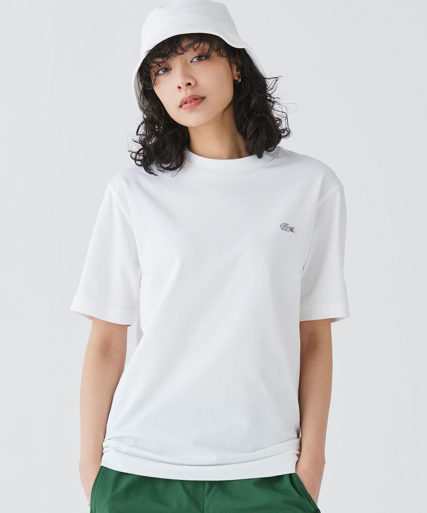 【ラコステ/LACOSTE】のアウトラインクロッククルーネック半袖Tシャツ インテリア・キッズ・メンズ・レディースファッション・服の通販 founy(ファニー) 　ファッション　Fashion　レディースファッション　WOMEN　トップス・カットソー　Tops/Tshirt　シャツ/ブラウス　Shirts/Blouses　ロング / Tシャツ　T-Shirts　スマート　Smart　ポケット　Pocket　ワンポイント　One Point　半袖　Short Sleeve　定番　Standard　ホワイト|ID: prp329100004531779 ipo3291000000032214946