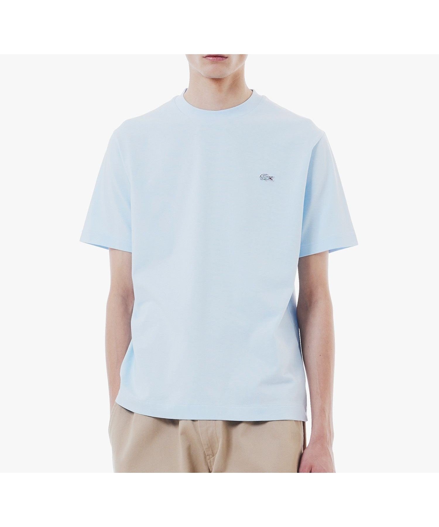 【ラコステ/LACOSTE】のアウトラインクロッククルーネック半袖Tシャツ インテリア・キッズ・メンズ・レディースファッション・服の通販 founy(ファニー) 　ファッション　Fashion　レディースファッション　WOMEN　トップス・カットソー　Tops/Tshirt　シャツ/ブラウス　Shirts/Blouses　ロング / Tシャツ　T-Shirts　スマート　Smart　ポケット　Pocket　ワンポイント　One Point　半袖　Short Sleeve　定番　Standard　サックスブルー|ID: prp329100004531779 ipo3291000000032214955