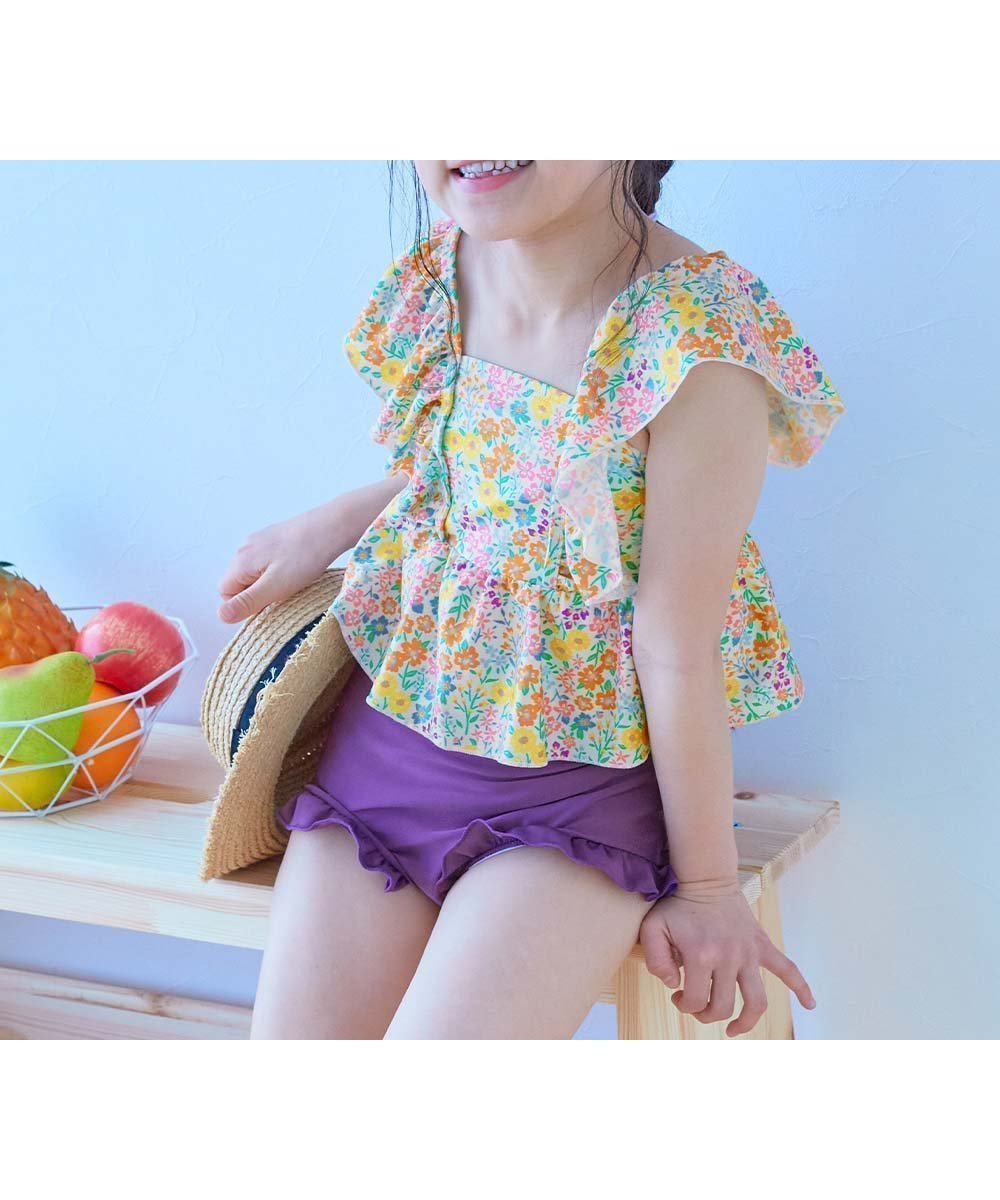 【デビロック/devirock / KIDS】のUVカット えらべるデザイン ボリュームフリル セパレート水着 水着 インテリア・キッズ・メンズ・レディースファッション・服の通販 founy(ファニー) 　ファッション　Fashion　キッズファッション　KIDS　ギンガム　Gingham　ストレッチ　Stretch　セパレート　Separate　チェック　Check　フィット　Fit　フリル　Frills　プリント　Print　水着　Swimsuit　パープルグレー|ID: prp329100004531807 ipo3291000000032304120