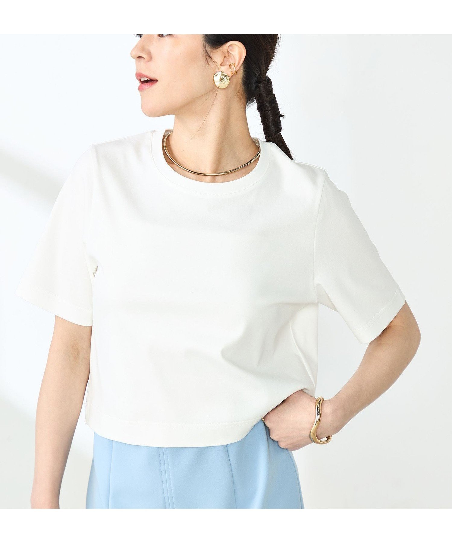 【ノーリーズ/NOLLEY'S】のW W ショート丈Tシャツ 人気、トレンドファッション・服の通販 founy(ファニー) 　ファッション　Fashion　レディースファッション　Fashion for Women　トップス・カットソー　Cut & Sew Tops　シャツ・ブラウス・オフィスカジュアル　Elegant Blouses & Button-Ups　ロングTシャツ・Tシャツ　Longline T-Shirts & Tees　2025年　2025　2025春夏・S/S　Spring/Summer 2025 SS25　おすすめ　Recommended / Our Picks　ショート　Short, Short Length　ノースリーブ　Sleeveless, No-Sleeve　半袖　Short Sleeve, Half Sleeve　ビジネス 仕事 通勤　Business / Work / Commuting　 other-1|ID: prp329100004531808 ipo3291000000033015218