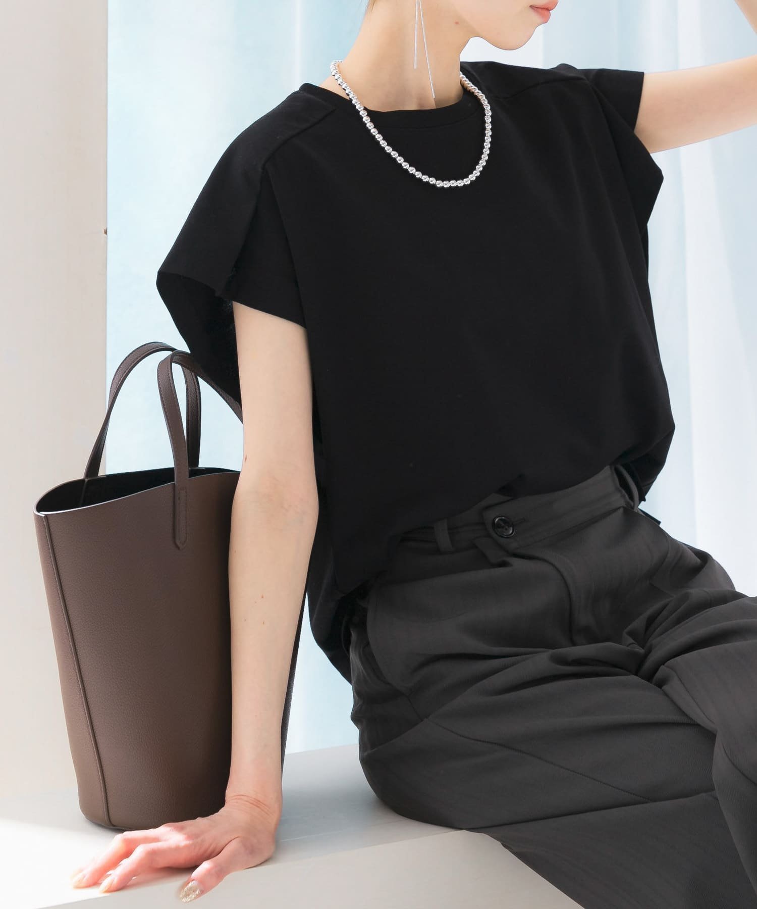 【アーバンリサーチ ロッソ/URBAN RESEARCH ROSSO】のタックスリーブクールタッチカットソー インテリア・キッズ・メンズ・レディースファッション・服の通販 founy(ファニー) 　ファッション　Fashion　レディースファッション　WOMEN　トップス・カットソー　Tops/Tshirt　カットソー　Cut and Sewn　2025年　2025　2025春夏・S/S　Ss,Spring/Summer,2025　インナー　Inner　カットソー　Cut And Sew　シンプル　Simple　ワイド　Wide　ワンポイント　One Point　夏　Summer　S/S・春夏　Ss・Spring/Summer　BLACK|ID: prp329100004531821 ipo3291000000032035120