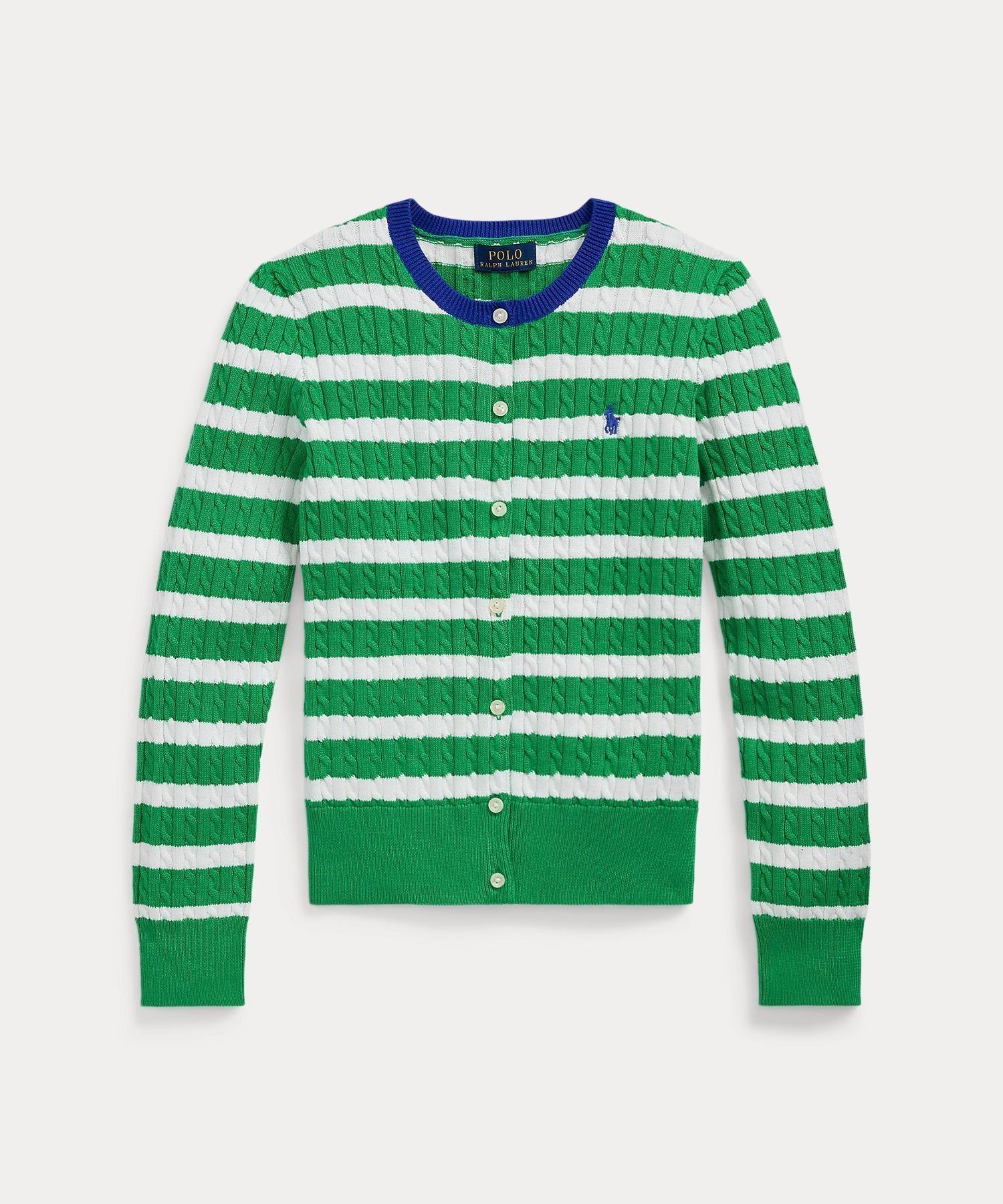 【ラルフローレン/RALPH LAUREN / KIDS】の(ガールズ 7才~16才)ストライプド ミニケーブル コットン カーディガン インテリア・キッズ・メンズ・レディースファッション・服の通販 founy(ファニー) 　ファッション　Fashion　キッズファッション　Fashion for Kids　ウォッシュ　Washed Finish　カフス　Cuff Design　カーディガン　Cardigan, Knitwear　ストライプ　Stripe, Striped Pattern　リブニット　Rib Knit, Ribbed Knit　長袖　Long Sleeve, Full Sleeve　300グリーン|ID: prp329100004531822 ipo3291000000032971250
