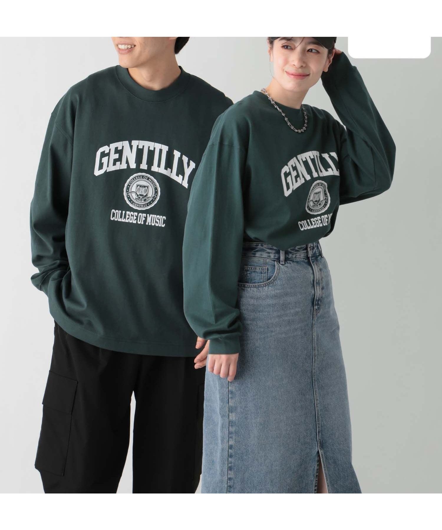 【グローバルワーク/GLOBAL WORK】のヘビロッTEE/プリント/長袖/147196 インテリア・キッズ・メンズ・レディースファッション・服の通販 founy(ファニー) 　ファッション　Fashion　レディースファッション　Fashion for Women　トップス・カットソー　Cut & Sew Tops　おすすめ　Recommended / Our Picks　インナー　Innerwear　フロント　Front, Front Design　プリント　Print, Printed Pattern　ベーシック　Basic, Essential　長袖　Long Sleeve, Full Sleeve　グリーン×カレッジ78|ID: prp329100004531824 ipo3291000000033489147