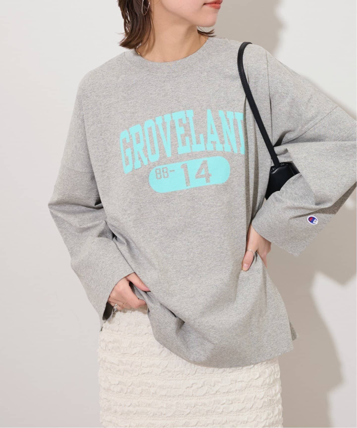 【ジャーナルスタンダード レリューム/JOURNAL STANDARD relume】の別注【Champion/チャンピオン】16s/1Jersey L/S Tシャツ インテリア・キッズ・メンズ・レディースファッション・服の通販 founy(ファニー) 　ファッション　Fashion　レディースファッション　Fashion for Women　トップス・カットソー　Cut & Sew Tops　シャツ・ブラウス・オフィスカジュアル　Elegant Blouses & Button-Ups　ロングTシャツ・Tシャツ　Longline T-Shirts & Tees　2025年　2025　2025春夏・S/S　Spring/Summer 2025 SS25　カットソー　Cut and Sewn Top　グラフィック　Graphic, Graphic Design　スポーツ　Sports, Activewear　ニューヨーク　New York, NYC Style　人気　Popular, Best Seller　別注　Limited Edition, Custom Order　グレー|ID: prp329100004531833 ipo3291000000033716005