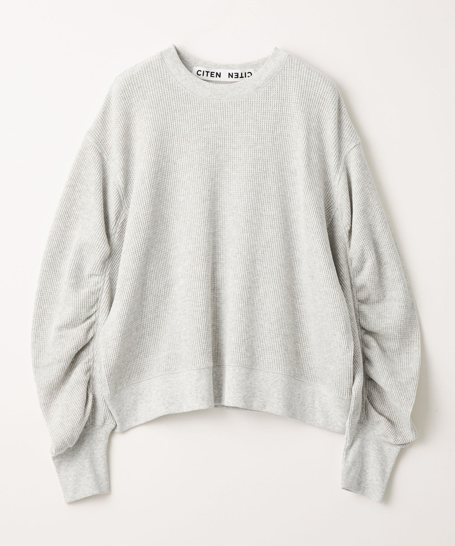 【シテン/CITEN】のCITEN ソデギャザーワッフルロンT インテリア・キッズ・メンズ・レディースファッション・服の通販 founy(ファニー) 　ファッション　Fashion　レディースファッション　Fashion for Women　トップス・カットソー　Cut & Sew Tops　ロングTシャツ・Tシャツ　Longline T-Shirts & Tees　ギャザー　Gathered, Ruffled　シンプル　Simple, Minimal　フィット　Fit, Slim Fit　ボトム　Bottoms, Lower Wear　ワッフル　Waffle, Waffle Knit　A/W・秋冬　Autumn/Winter　おすすめ　Recommended / Our Picks　LT.GRAY|ID: prp329100004531837 ipo3291000000033595318