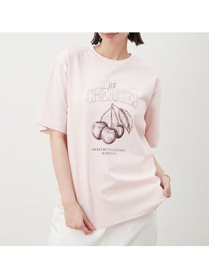【ミラオーウェン/Mila Owen】のフルーツモチーフグラフィックTシャツ インテリア・キッズ・メンズ・レディースファッション・服の通販 founy(ファニー) 　ファッション　Fashion　レディースファッション　WOMEN　トップス・カットソー　Tops/Tshirt　シャツ/ブラウス　Shirts/Blouses　ロング / Tシャツ　T-Shirts　おすすめ　Recommend　ジャケット　Jacket　チェリー　Cherry　プリント　Print　モチーフ　Motif　リラックス　Relax　PNK[066]|ID: prp329100004531843 ipo3291000000032035209