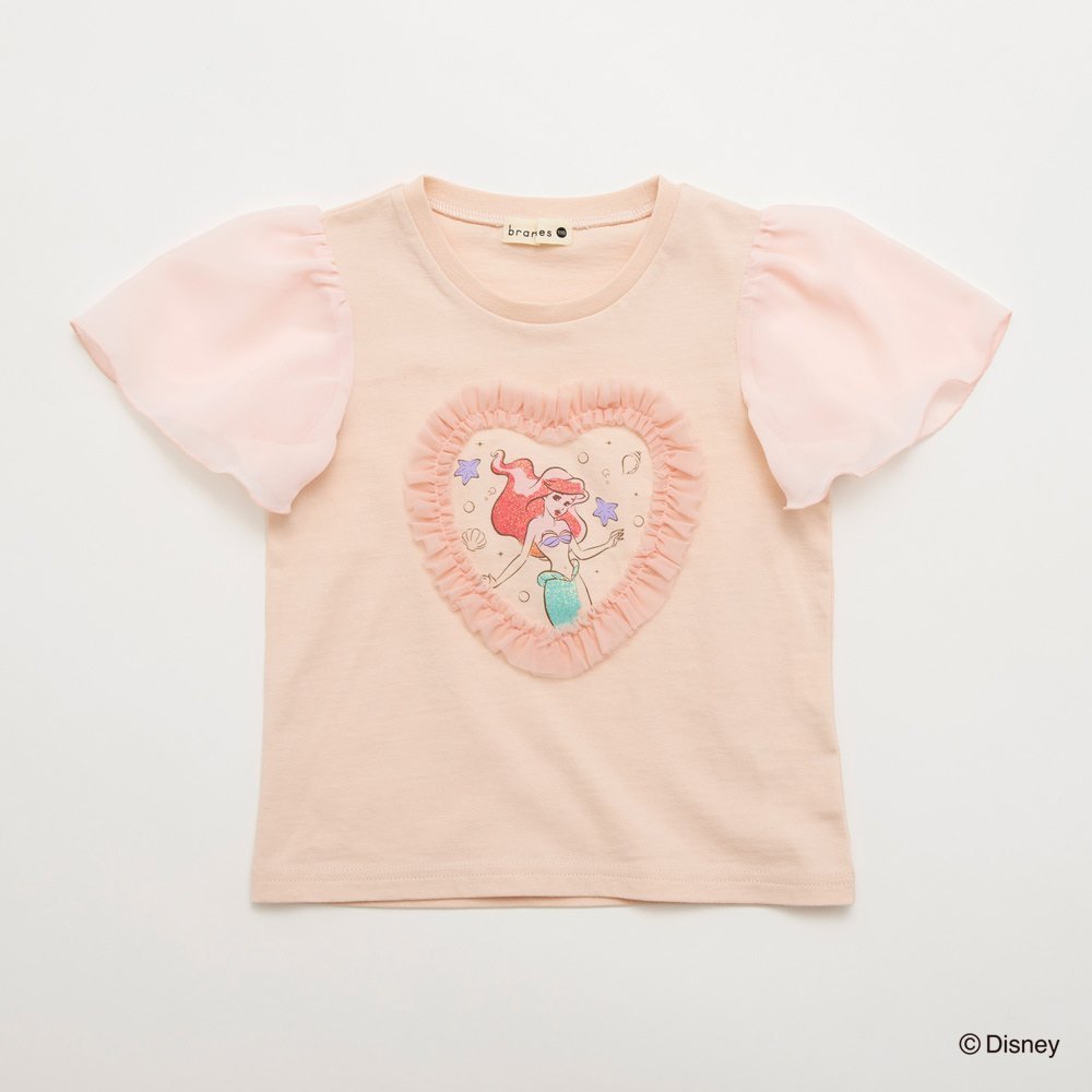 【ブランシェス/branshes / KIDS】の【DisneyCollection/ディズニーコレクション】フリルモチーフ半袖Tシャツ インテリア・キッズ・メンズ・レディースファッション・服の通販 founy(ファニー) 　ファッション　Fashion　キッズファッション　KIDS　キャラクター　Character　ギフト プレゼント　Gift Present　コレクション　Collection　シフォン　Chiffon　フリル　Frills　マーメイド　Mermaid　モチーフ　Motif　ラベンダー　Lavender　半袖　Short Sleeve　ピンク|ID: prp329100004531879 ipo3291000000032201892