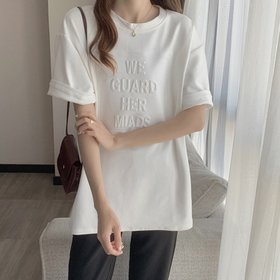【ミニミニストア/miniministore】の立体ロゴtシャツ 韓国チュニックロンT 人気、トレンドファッション・服の通販 founy(ファニー) ファッション Fashion レディースファッション Fashion for Women トップス・カットソー Cut & Sew Tops シャツ・ブラウス・オフィスカジュアル Elegant Blouses & Button-Ups ロングTシャツ・Tシャツ Longline T-Shirts & Tees カットソー Cut and Sewn Top チュニック Tunic, Long Top トレンド Trend, Trending Now ビッグ Big, Oversized 半袖 Short Sleeve, Half Sleeve |ID:prp329100004531891