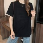 【ミニミニストア/miniministore】の立体ロゴtシャツ 韓国チュニックロンT 人気、トレンドファッション・服の通販 founy(ファニー) ファッション Fashion レディースファッション Fashion for Women トップス・カットソー Cut & Sew Tops シャツ・ブラウス・オフィスカジュアル Elegant Blouses & Button-Ups ロングTシャツ・Tシャツ Longline T-Shirts & Tees カットソー Cut and Sewn Top チュニック Tunic, Long Top トレンド Trend, Trending Now ビッグ Big, Oversized 半袖 Short Sleeve, Half Sleeve thumbnail ブラック|ID: prp329100004531891 ipo3291000000033283595