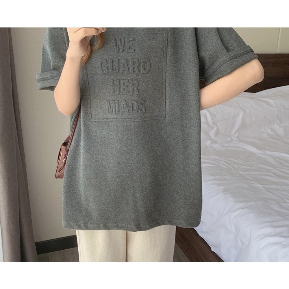 【ミニミニストア/miniministore】の立体ロゴtシャツ 韓国チュニックロンT インテリア・キッズ・メンズ・レディースファッション・服の通販 founy(ファニー) 　ファッション　Fashion　レディースファッション　Fashion for Women　トップス・カットソー　Cut & Sew Tops　シャツ・ブラウス・オフィスカジュアル　Elegant Blouses & Button-Ups　ロングTシャツ・Tシャツ　Longline T-Shirts & Tees　カットソー　Cut and Sewn Top　チュニック　Tunic, Long Top　トレンド　Trend, Trending Now　ビッグ　Big, Oversized　半袖　Short Sleeve, Half Sleeve　ダークグレー|ID: prp329100004531891 ipo3291000000033283597