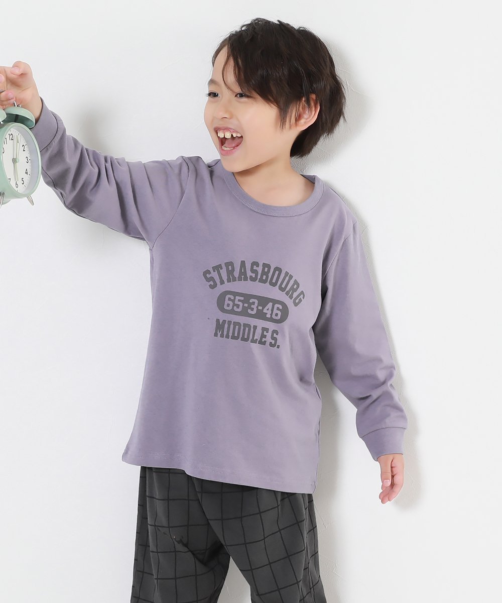 【デビロック/devirock / KIDS】の綿100% ボーイズ 裾リブ 長袖パジャマ ルームウェア 長袖ルームウェア パジャマ 24AW インテリア・キッズ・メンズ・レディースファッション・服の通販 founy(ファニー) 　ファッション　Fashion　キッズファッション　KIDS　2024年　2024　2024-2025秋冬・A/W　Aw/Autumn/Winter/Fw/Fall/2024-2025　おすすめ　Recommend　セットアップ　Set Up　パジャマ　Pajamas　ボーイズ　Boys　長袖　Long Sleeve　010-ロゴ4-Gバイオレット|ID: prp329100004531911 ipo3291000000032035503
