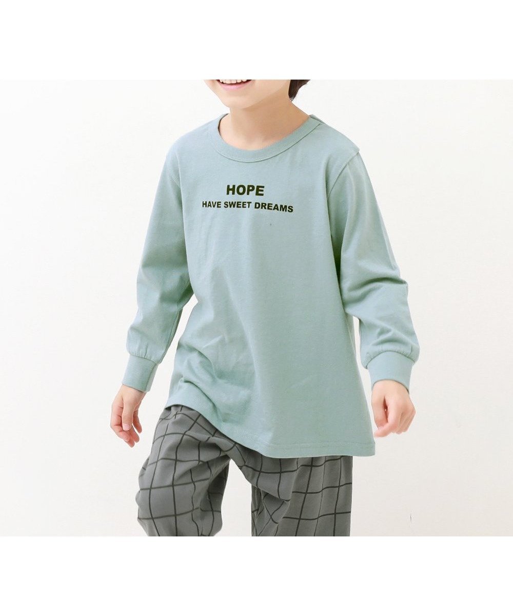 【デビロック/devirock / KIDS】の綿100% ボーイズ 裾リブ 長袖パジャマ ルームウェア 長袖ルームウェア パジャマ 24AW インテリア・キッズ・メンズ・レディースファッション・服の通販 founy(ファニー) 　ファッション　Fashion　キッズファッション　KIDS　2024年　2024　2024-2025秋冬・A/W　Aw/Autumn/Winter/Fw/Fall/2024-2025　おすすめ　Recommend　セットアップ　Set Up　パジャマ　Pajamas　ボーイズ　Boys　長袖　Long Sleeve　001-ロゴ-Dサックス|ID: prp329100004531911 ipo3291000000032035508