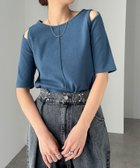 【アンドミー/andme】のテレコリブ 肩スリット 半袖 トップス ブルー|ID: prp329100004531912 ipo3291000000033556989