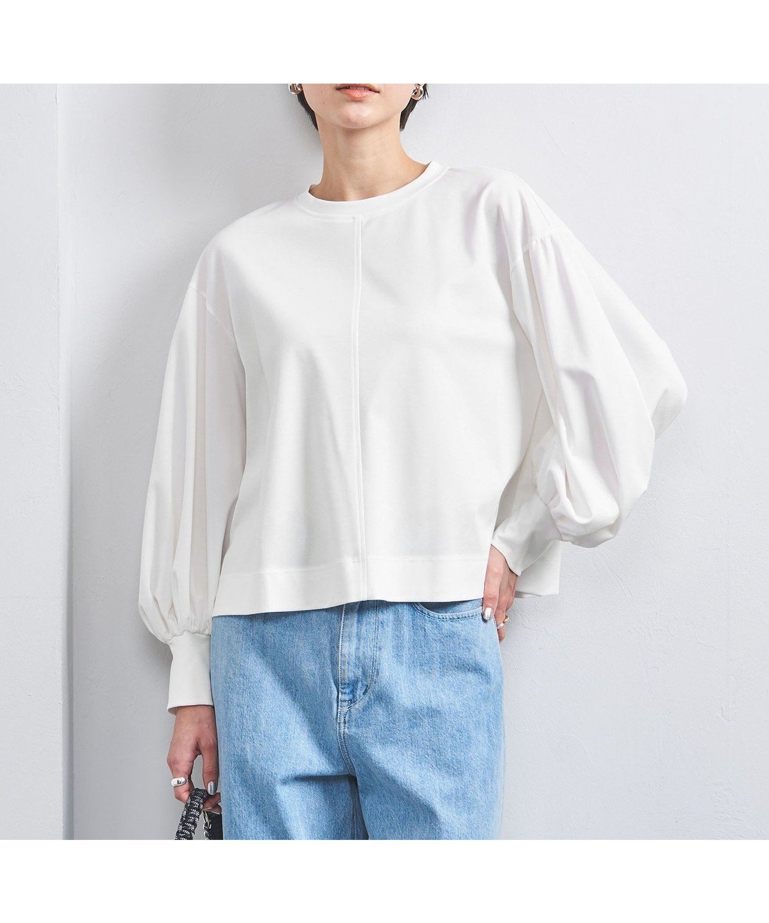 【ユナイテッドアローズ/UNITED ARROWS】のポンチ バルーンスリーブ カットソー 人気、トレンドファッション・服の通販 founy(ファニー) 　ファッション　Fashion　レディースファッション　Fashion for Women　トップス・カットソー　Cut & Sew Tops　カットソー・ベーシックTシャツ　Cut-and-Sewn Tops / Stretch Tees & Basics　おすすめ　Recommended / Our Picks　インナー　Innerwear　カットソー　Cut and Sewn Top　サロペット　Overalls, Salopette　ショート　Short, Short Length　スリーブ　Sleeve, Long Sleeve / Short Sleeve　センター　Center, Center Line　バランス　Balance, Style Balance　バルーン　Balloon, Balloon Silhouette　フロント　Front, Front Design　ボトム　Bottoms, Lower Wear　ワイド　Wide, Wide Fit　 other-1|ID: prp329100004531913 ipo3291000000033449229