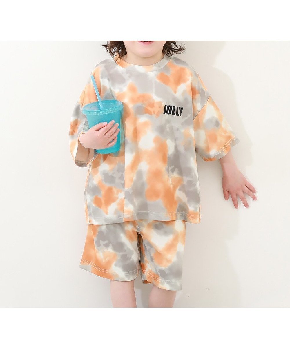 【デビロック/devirock / KIDS】の【ワンマイルにも】めちゃ涼しいタイダイパジャマ インテリア・キッズ・メンズ・レディースファッション・服の通販 founy(ファニー) 　ファッション　Fashion　キッズファッション　KIDS Children’s Clothing　サンダル　Sandals　ストレッチ　Stretch　セットアップ　Set Up　メッシュ　Mesh　おすすめ　Recommend　夏　Summer　オレンジ|ID: prp329100004531930 ipo3291000000032607212