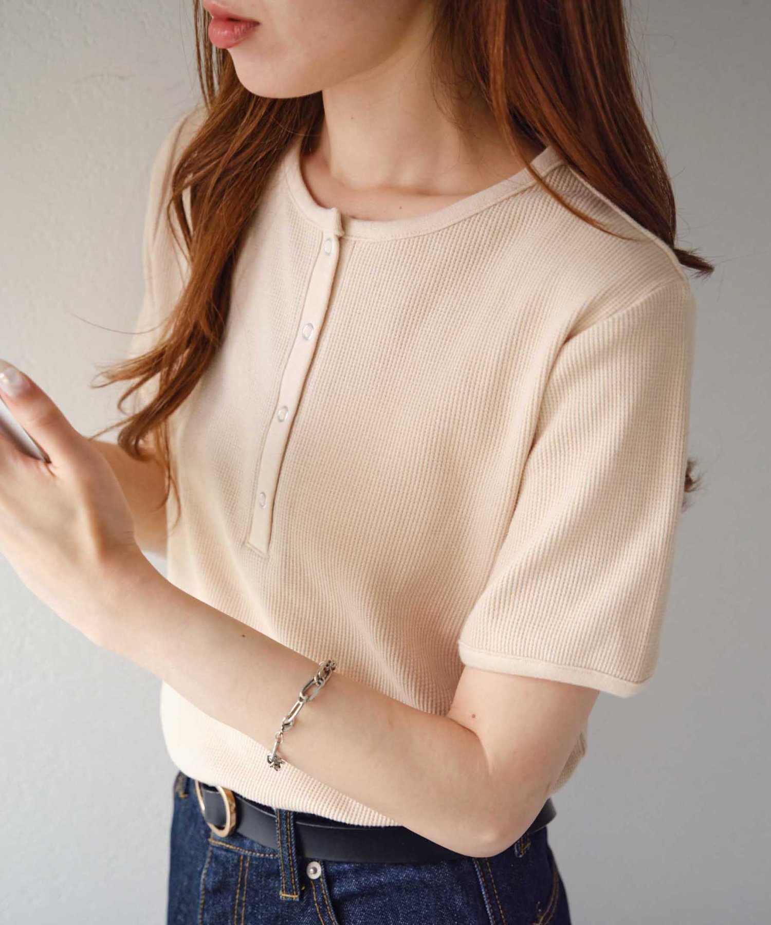 【ディスコート/Discoat】の【29色展開/多色買い】ワッフルリングドット半袖Tシャツ《WEB限定》 インテリア・キッズ・メンズ・レディースファッション・服の通販 founy(ファニー) 　ファッション　Fashion　レディースファッション　WOMEN　トップス・カットソー　Tops/Tshirt　シャツ/ブラウス　Shirts/Blouses　ロング / Tシャツ　T-Shirts　インナー　Inner　ベーシック　Basic　ボーダー　Border　ラウンド　Round　ワッフル　Waffle　半袖　Short Sleeve　夏　Summer　無地　Plain Color　ライトベージュ|ID: prp329100004531933 ipo3291000000032128203