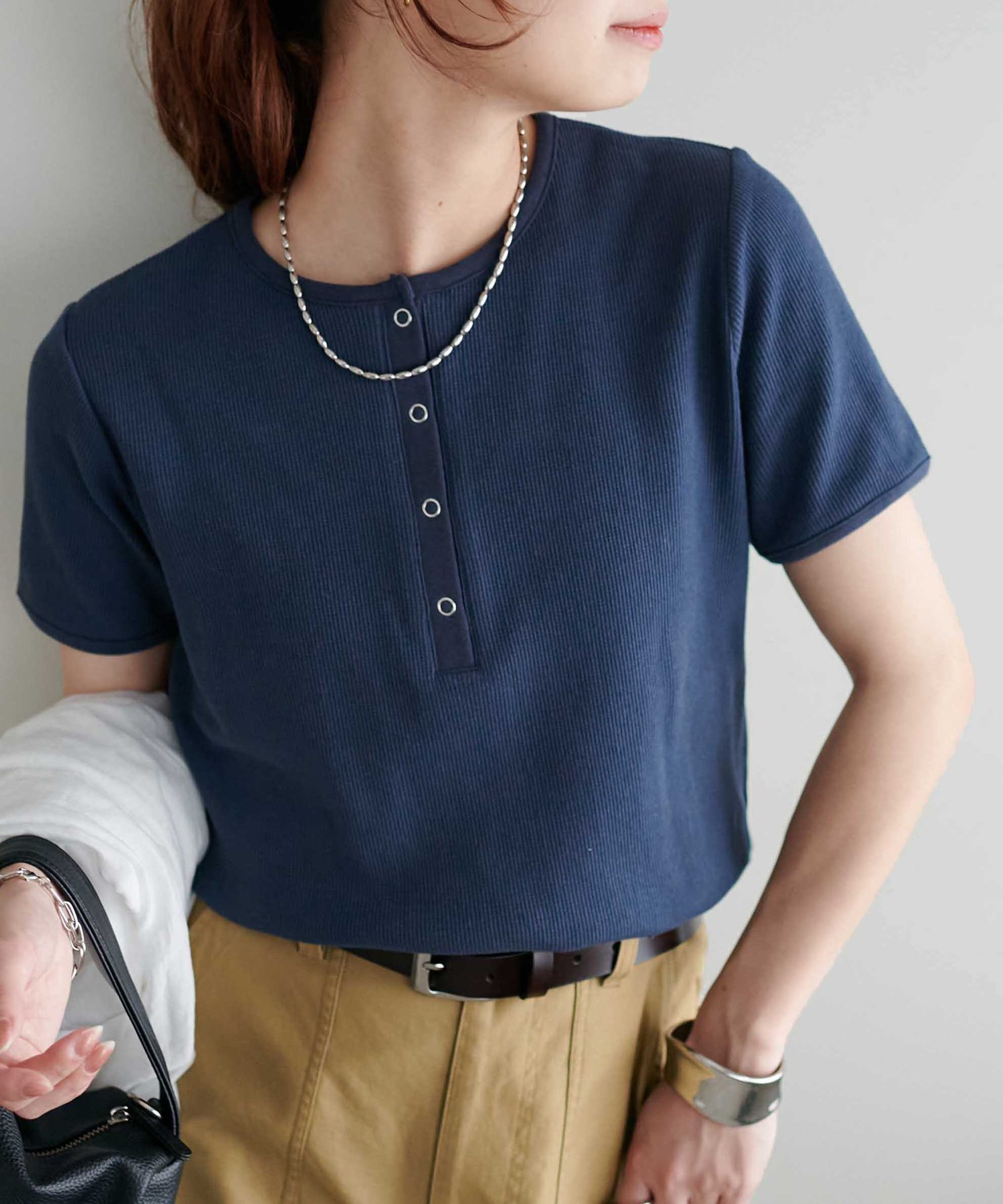 【ディスコート/Discoat】の【29色展開/多色買い】ワッフルリングドット半袖Tシャツ《WEB限定》 インテリア・キッズ・メンズ・レディースファッション・服の通販 founy(ファニー) 　ファッション　Fashion　レディースファッション　WOMEN　トップス・カットソー　Tops/Tshirt　シャツ/ブラウス　Shirts/Blouses　ロング / Tシャツ　T-Shirts　インナー　Inner　ベーシック　Basic　ボーダー　Border　ラウンド　Round　ワッフル　Waffle　半袖　Short Sleeve　夏　Summer　無地　Plain Color　ネイビー|ID: prp329100004531933 ipo3291000000032128207