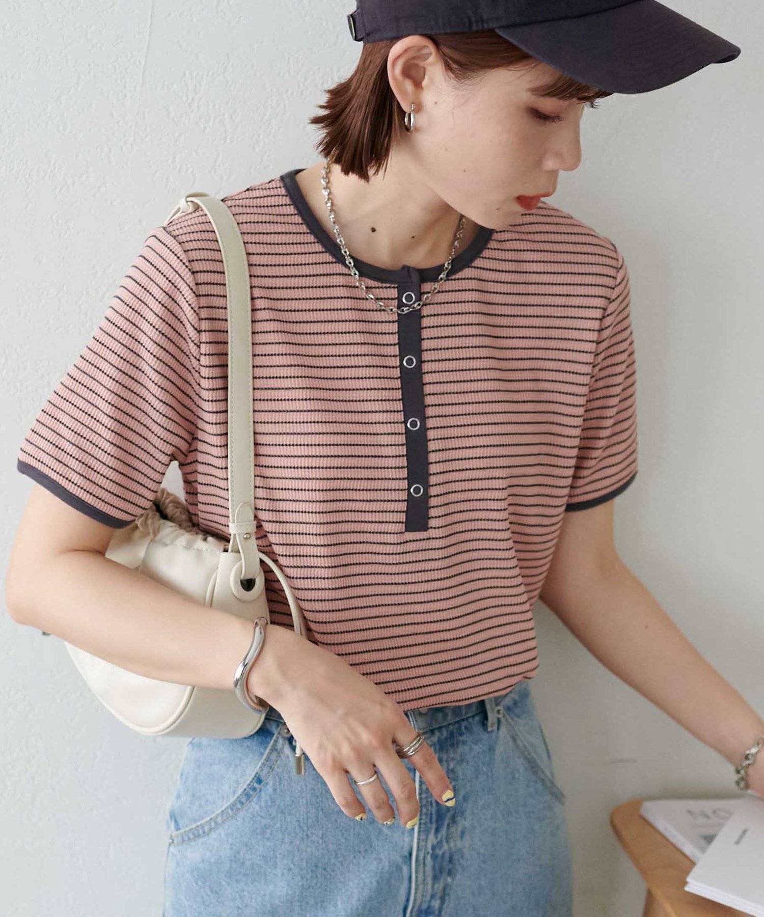 【ディスコート/Discoat】の【29色展開/多色買い】ワッフルリングドット半袖Tシャツ《WEB限定》 インテリア・キッズ・メンズ・レディースファッション・服の通販 founy(ファニー) 　ファッション　Fashion　レディースファッション　WOMEN　トップス・カットソー　Tops/Tshirt　シャツ/ブラウス　Shirts/Blouses　ロング / Tシャツ　T-Shirts　インナー　Inner　ベーシック　Basic　ボーダー　Border　ラウンド　Round　ワッフル　Waffle　半袖　Short Sleeve　夏　Summer　無地　Plain Color　ピンクその他1|ID: prp329100004531933 ipo3291000000032128211