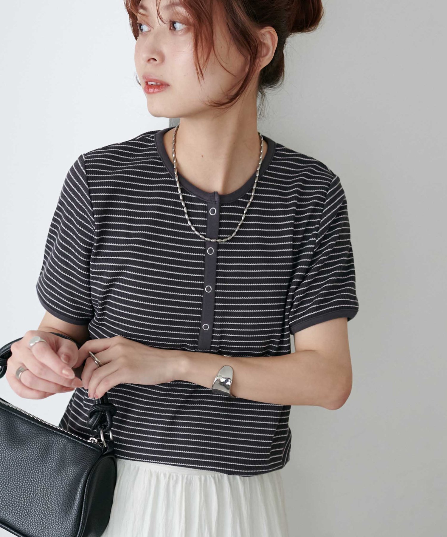 【ディスコート/Discoat】の【29色展開/多色買い】ワッフルリングドット半袖Tシャツ《WEB限定》 インテリア・キッズ・メンズ・レディースファッション・服の通販 founy(ファニー) 　ファッション　Fashion　レディースファッション　WOMEN　トップス・カットソー　Tops/Tshirt　シャツ/ブラウス　Shirts/Blouses　ロング / Tシャツ　T-Shirts　インナー　Inner　ベーシック　Basic　ボーダー　Border　ラウンド　Round　ワッフル　Waffle　半袖　Short Sleeve　夏　Summer　無地　Plain Color　グレーその他1|ID: prp329100004531933 ipo3291000000032128214