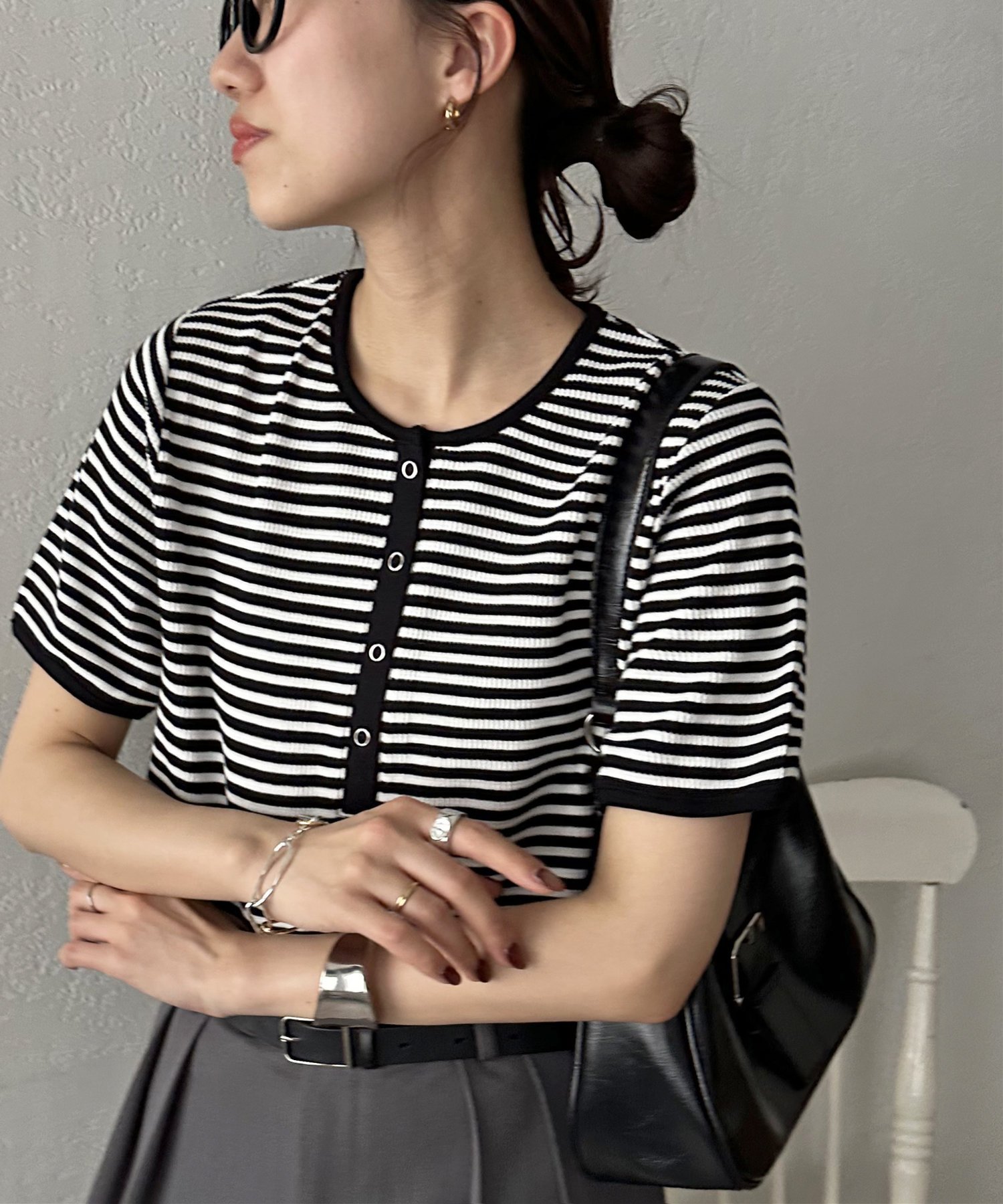 【ディスコート/Discoat】の【29色展開/多色買い】ワッフルリングドット半袖Tシャツ《WEB限定》 インテリア・キッズ・メンズ・レディースファッション・服の通販 founy(ファニー) 　ファッション　Fashion　レディースファッション　WOMEN　トップス・カットソー　Tops/Tshirt　シャツ/ブラウス　Shirts/Blouses　ロング / Tシャツ　T-Shirts　インナー　Inner　ベーシック　Basic　ボーダー　Border　ラウンド　Round　ワッフル　Waffle　半袖　Short Sleeve　夏　Summer　無地　Plain Color　ブラックその他2|ID: prp329100004531933 ipo3291000000032317088