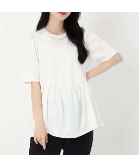 【ストロベリーフィールズ/STRAWBERRY FIELDS】のパール刺繍ペプラムカットソー 人気、トレンドファッション・服の通販 founy(ファニー) ファッション Fashion レディースファッション Fashion for Women トップス・カットソー Cut & Sew Tops カットソー・ベーシックTシャツ Cut-and-Sewn Tops / Stretch Tees & Basics パール Pearl, Pearl Accent |ID:prp329100004531948