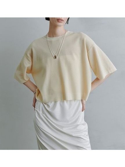 【ミースロエ/MIESROHE】のシアーワイドTニット インテリア・キッズ・メンズ・レディースファッション・服の通販 founy(ファニー) 　雑誌掲載アイテム　Magazine Items　ファッション雑誌　Fashion Magazines　ヴェリィ　VERY　ファッション　Fashion　レディースファッション　Ladies' Fashion Online　トップス・カットソー　Tops/Tshirt　ニット　Knit Tops　7月号　July Issue　ショート　Short　シンプル　Simple　バランス　Balance　ワイド　Wide　今季　This Season　洗える　Washable　雑誌　Magazine　YEL[032]|ID: prp329100004532016 ipo3291000000032611085