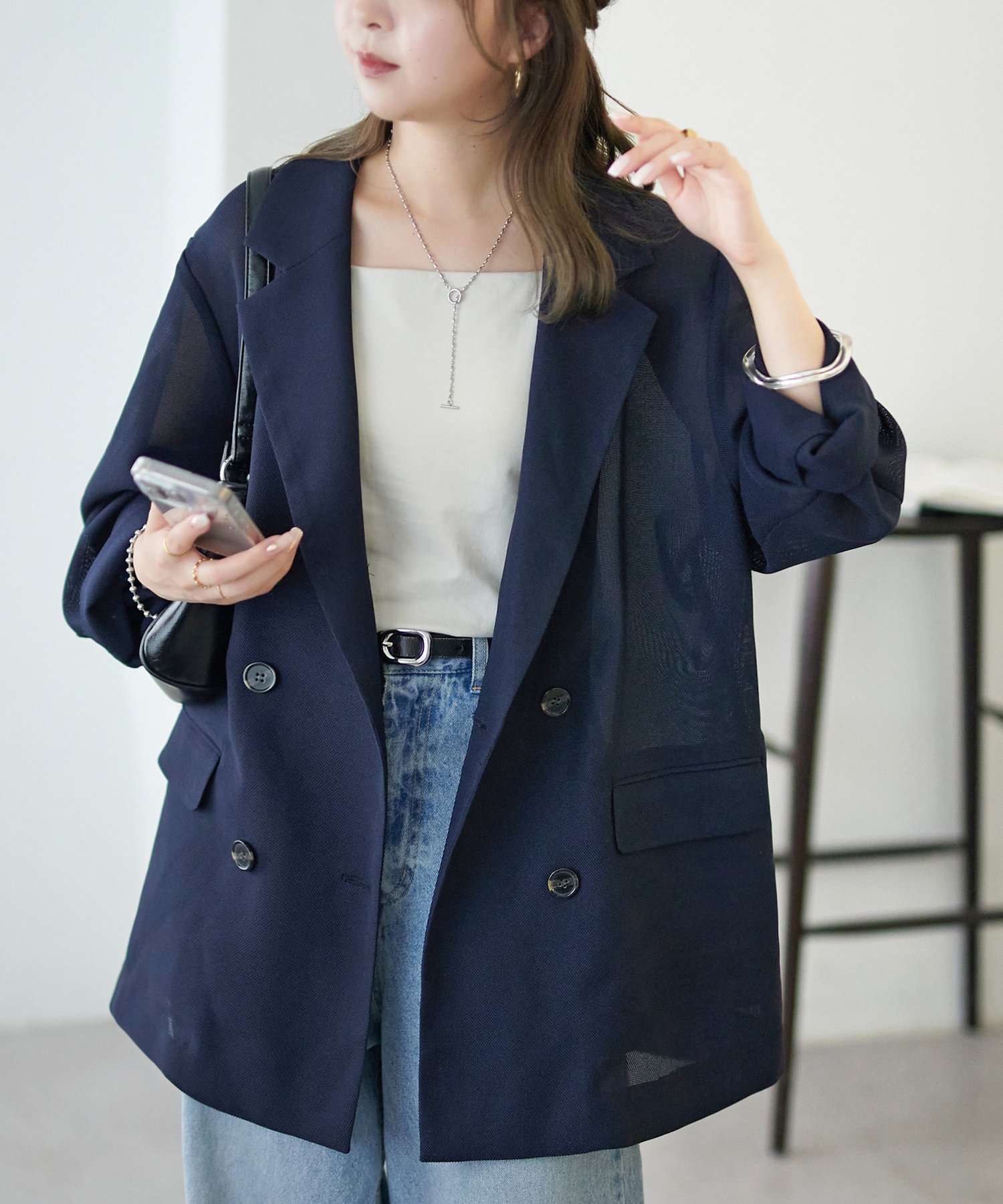 【ディスコート/Discoat】のメッシュテーラードジャケット インテリア・キッズ・メンズ・レディースファッション・服の通販 founy(ファニー) 　ファッション　Fashion　レディースファッション　WOMEN　アウター　Coat Outerwear　ジャケット　Jackets　テーラードジャケット　Tailored Jackets　ジャケット　Jacket　スリット　Slit　メッシュ　Mesh　夏　Summer　春　Spring　S/S・春夏　Ss・Spring/Summer　ネイビー|ID: prp329100004532034 ipo3291000000032036028