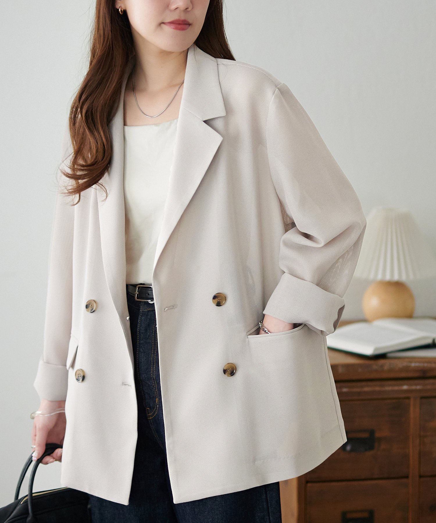 【ディスコート/Discoat】のメッシュテーラードジャケット インテリア・キッズ・メンズ・レディースファッション・服の通販 founy(ファニー) 　ファッション　Fashion　レディースファッション　WOMEN　アウター　Coat Outerwear　ジャケット　Jackets　テーラードジャケット　Tailored Jackets　ジャケット　Jacket　スリット　Slit　メッシュ　Mesh　夏　Summer　春　Spring　S/S・春夏　Ss・Spring/Summer　ライトグレー|ID: prp329100004532034 ipo3291000000032036029
