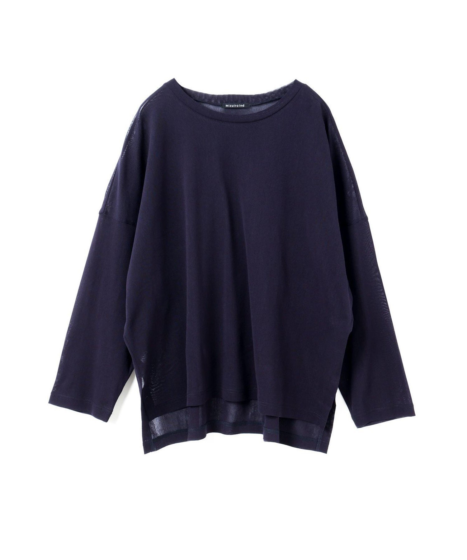 【マーコート/MARcourt】のmizuiro ind メッシュロングスリーブワイドT インテリア・キッズ・メンズ・レディースファッション・服の通販 founy(ファニー) 　ファッション　Fashion　レディースファッション　Fashion for Women　シンプル　Simple, Minimal　ストレッチ　Stretch, Stretchy Fabric　スリット　Slit, Slit Detail　メッシュ　Mesh, Net Fabric　ワイド　Wide, Wide Fit　ネイビーA|ID: prp329100004532050 ipo3291000000032638543