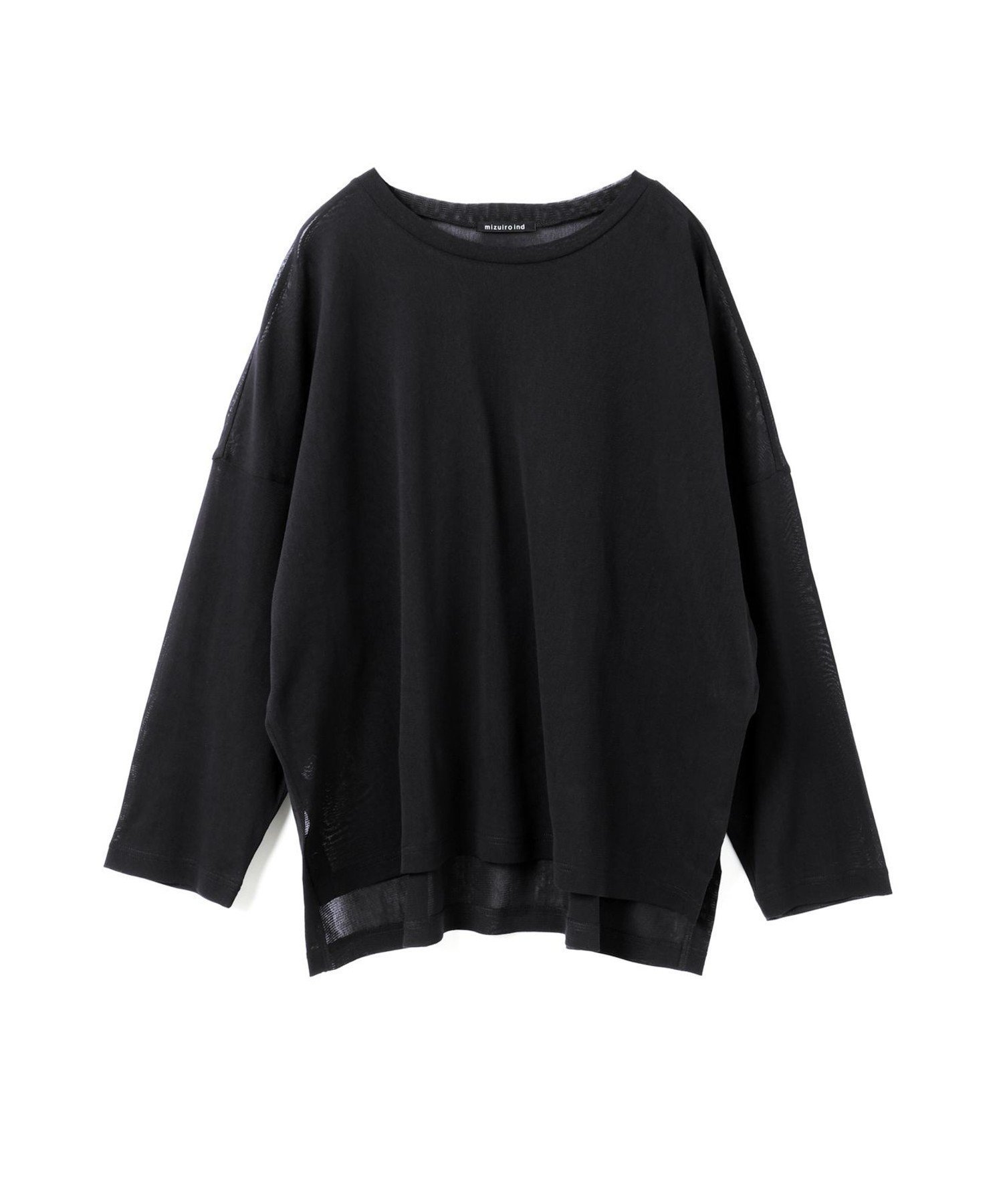 【マーコート/MARcourt】のmizuiro ind メッシュロングスリーブワイドT インテリア・キッズ・メンズ・レディースファッション・服の通販 founy(ファニー) 　ファッション　Fashion　レディースファッション　Fashion for Women　シンプル　Simple, Minimal　ストレッチ　Stretch, Stretchy Fabric　スリット　Slit, Slit Detail　メッシュ　Mesh, Net Fabric　ワイド　Wide, Wide Fit　ブラック|ID: prp329100004532050 ipo3291000000032638545