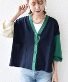 【シップス フォー ウィメン/SHIPS】の【WEB限定】 手洗い可能 配色 ポケット カーディガン ネイビー|ID: prp329100004532108 ipo3291000000034776626