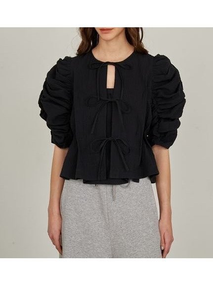 【スタイリング/styling】の【WEB限定カラーあり】【セットアップ対応】ギャザースリーブブラウス インテリア・キッズ・メンズ・レディースファッション・服の通販 founy(ファニー) 　ファッション　Fashion　レディースファッション　WOMEN　トップス・カットソー　Tops/Tshirt　シャツ/ブラウス　Shirts/Blouses　セットアップ　Set Up　BLK[009]|ID: prp329100004532139 ipo3291000000032036447