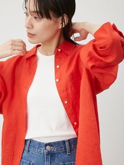 【ミラオーウェン/Mila Owen】の【セットアップ対応】【WEB限定カラー】フレンチリネンオーバーサイズシャツ インテリア・キッズ・メンズ・レディースファッション・服の通販 founy(ファニー) 　ファッション　Fashion　レディースファッション　WOMEN　トップス・カットソー　Tops/Tshirt　シャツ/ブラウス　Shirts/Blouses　ギンガム　Gingham　今季　This Season　シンプル　Simple　ストライプ　Stripe　セットアップ　Set Up　チェック　Check　トレンド　Trend　定番　Standard　ネップ　Nep Yarn　人気　Popularity　フレンチ　French　無地　Plain Color　リネン　Linen　おすすめ　Recommend　RED[046]|ID: prp329100004532142 ipo3291000000032289929