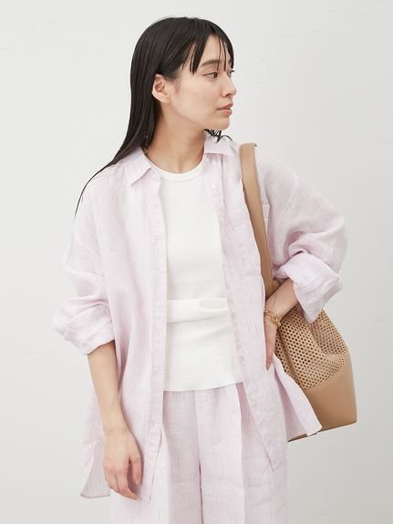 【ミラオーウェン/Mila Owen】の【セットアップ対応】【WEB限定カラー】フレンチリネンオーバーサイズシャツ インテリア・キッズ・メンズ・レディースファッション・服の通販 founy(ファニー) 　ファッション　Fashion　レディースファッション　WOMEN　トップス・カットソー　Tops/Tshirt　シャツ/ブラウス　Shirts/Blouses　ギンガム　Gingham　今季　This Season　シンプル　Simple　ストライプ　Stripe　セットアップ　Set Up　チェック　Check　トレンド　Trend　定番　Standard　ネップ　Nep Yarn　人気　Popularity　フレンチ　French　無地　Plain Color　リネン　Linen　おすすめ　Recommend　LPNK[061]|ID: prp329100004532142 ipo3291000000032289932