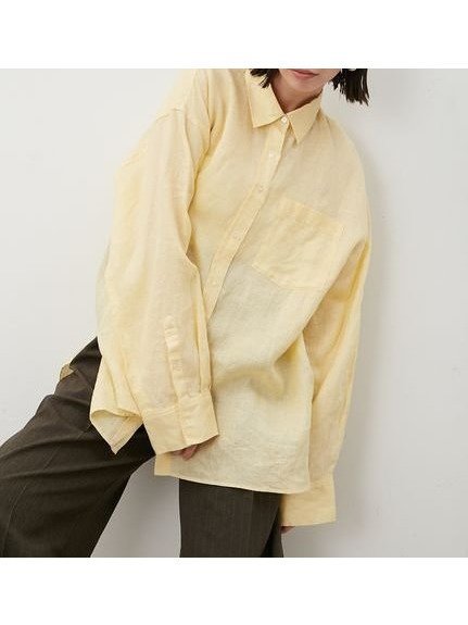 【ミラオーウェン/Mila Owen】の【セットアップ対応】【WEB限定カラー】フレンチリネンオーバーサイズシャツ インテリア・キッズ・メンズ・レディースファッション・服の通販 founy(ファニー) 　雑誌掲載アイテム　Magazine Picks & Fashion Features　ファッション雑誌　Fashion Magazines　ストーリィ　STORY　オッジ　Oggi　ファッション　Fashion　レディースファッション　Fashion for Women　トップス・カットソー　Cut & Sew Tops　シャツ・ブラウス・オフィスカジュアル　Elegant Blouses & Button-Ups　ギンガム　Gingham, Gingham Fabric　今季　This Season, Current Season　シンプル　Simple, Minimal　ストライプ　Stripe, Striped Pattern　セットアップ　Set-Up, Coordinated Outfit　雑誌　Magazine, Fashion Magazine　チェック　Check, Plaid, Tartan　トレンド　Trend, Trending Now　定番　Standard, Basic Item　ネップ　Nepp, Slub Yarn　人気　Popular, Best Seller　8月号　August Issue, Aug. Edition　フレンチ　French, French Style　無地　Plain, Solid Color　リネン　Linen, Linen Fabric　おすすめ　Recommended / Our Picks　夏　Summer　YEL[032]|ID: prp329100004532142 ipo3291000000033110338