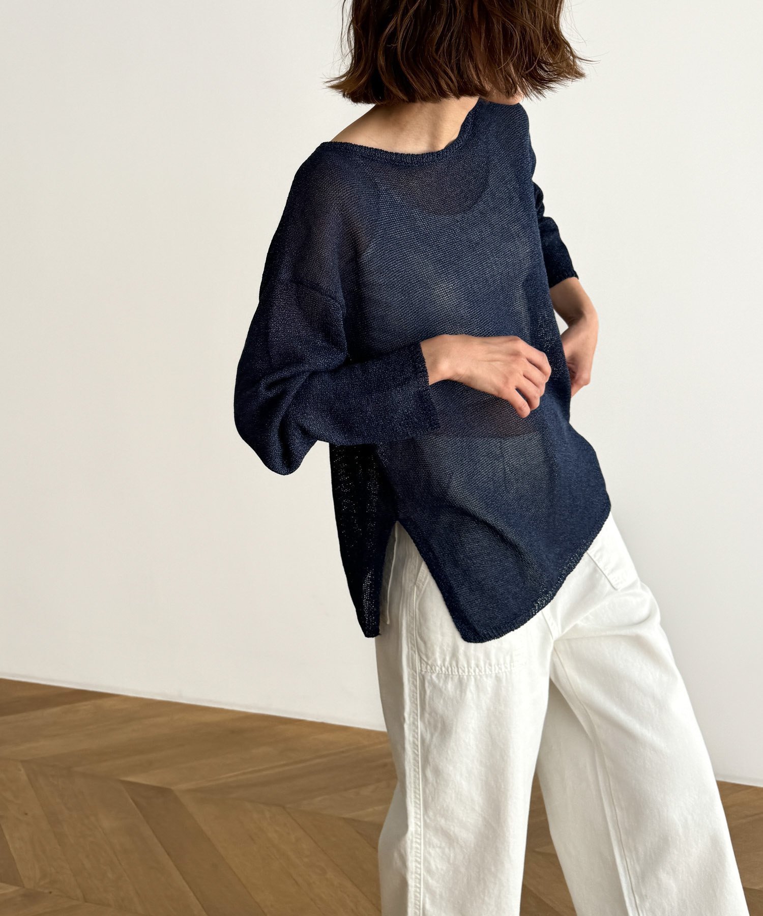 【キャナルジーン/CANAL JEAN】のEl mar コットンレーヨンボートニット インテリア・キッズ・メンズ・レディースファッション・服の通販 founy(ファニー) 　ファッション　Fashion　レディースファッション　WOMEN　トップス・カットソー　Tops/Tshirt　ニット　Knit Tops　おすすめ　Recommend　キャミ　Cami　スリット　Slit　タンク　Tank　夏　Summer　ネイビー|ID: prp329100004532143 ipo3291000000032295573