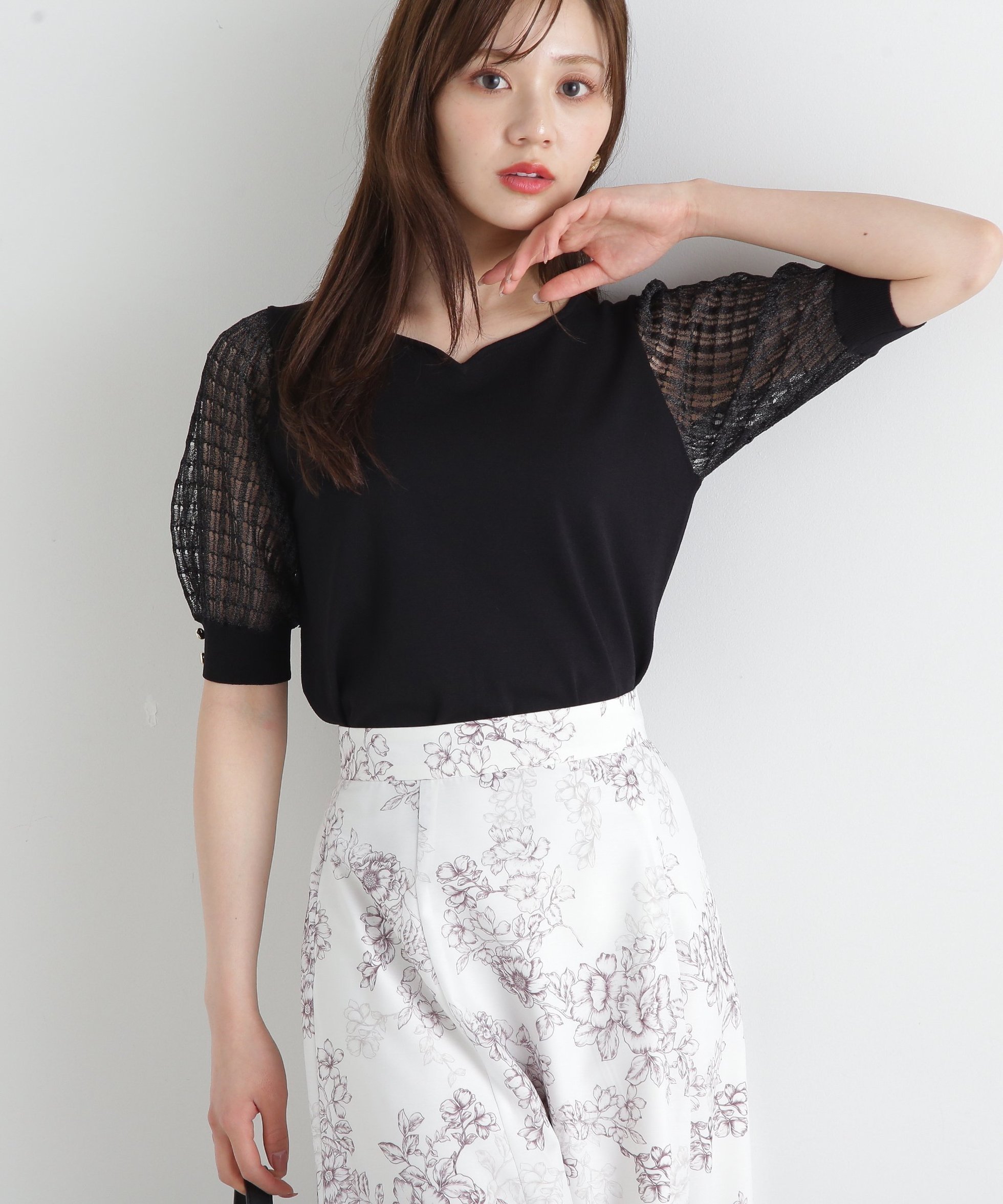 【プロポーション ボディドレッシング/PROPORTION BODY DRESSING】のハートカット透かし編みニット インテリア・キッズ・メンズ・レディースファッション・服の通販 founy(ファニー) 　ファッション　Fashion　レディースファッション　Fashion for Women　トップス・カットソー　Cut & Sew Tops　ニット　Knit Tops & Sweaters　デコルテ　Décolleté, Neckline　透かし　Cut-Out, Lacework　ブラック|ID: prp329100004532158 ipo3291000000033279931