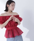 【ナチュラル ビューティー ベーシック/NATURAL BEAUTY BASIC】のシアーギャザーペプラムブラウス半袖 ディープレッド1|ID: prp329100004532163 ipo3291000000032120870