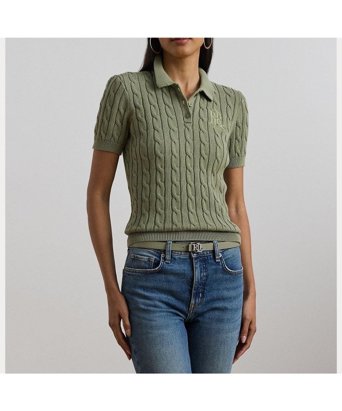 【ラルフローレン/RALPH LAUREN】のケーブルニット コットン ポロ セーター インテリア・キッズ・メンズ・レディースファッション・服の通販 founy(ファニー) https://founy.com/ ファッション Fashion レディースファッション Ladies' Fashion Online トップス・カットソー Tops/Tshirt ニット Knit Tops スリム Slim セーター Sweater フィット Fit ポロシャツ Polo Shirt 半袖 Short Sleeve |ID: prp329100004532177 ipo3291000000032644731