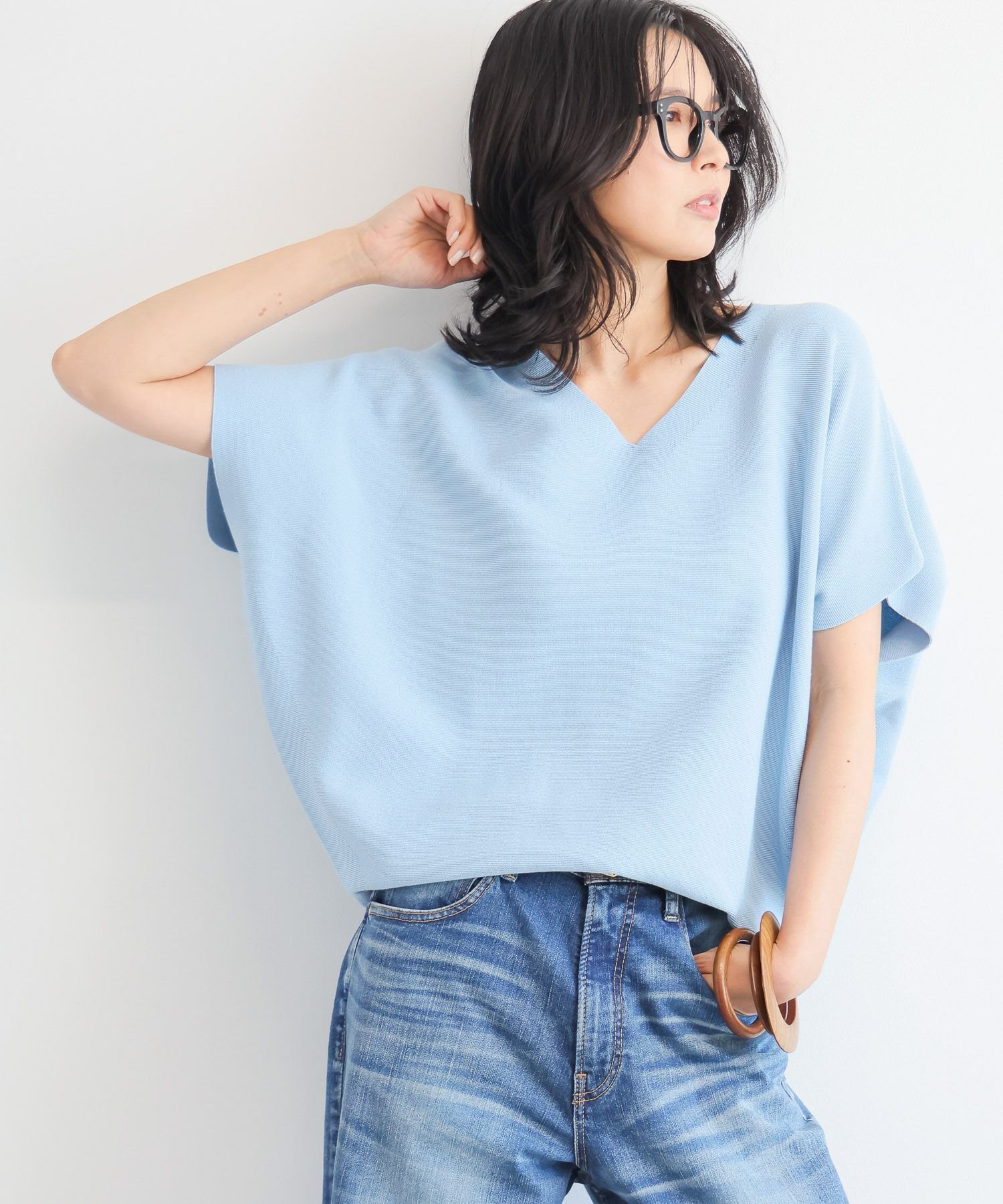【バンヤードストーム/BARNYARDSTORM】のVネックホールガーメントニット 人気、トレンドファッション・服の通販 founy(ファニー) 　ファッション　Fashion　レディースファッション　WOMEN　トップス・カットソー　Tops/Tshirt　ニット　Knit Tops　Vネック　V-Neck　おすすめ　Recommend　ストレッチ　Stretch　デニム　Denim　ドレープ　Drape　ホールガーメント　Whole Garment　リラックス　Relax　 other-1|ID: prp329100004532181 ipo3291000000032036612