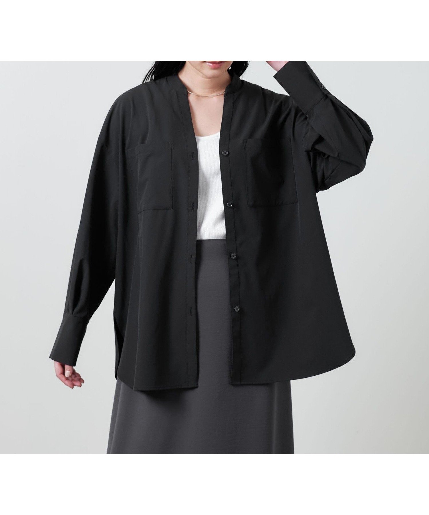 【ユナイテッドアローズ/UNITED ARROWS】のMARW UNITED ARROWS タック スキッパーシャツ -UVカット- インテリア・キッズ・メンズ・レディースファッション・服の通販 founy(ファニー) 　ファッション　Fashion　レディースファッション　WOMEN　トップス・カットソー　Tops/Tshirt　シャツ/ブラウス　Shirts/Blouses　スキッパー　Skipper　定番　Standard　人気　Popularity　ポケット　Pocket　ビジネス 仕事 通勤　Business　BLACK|ID: prp329100004532183 ipo3291000000032340477