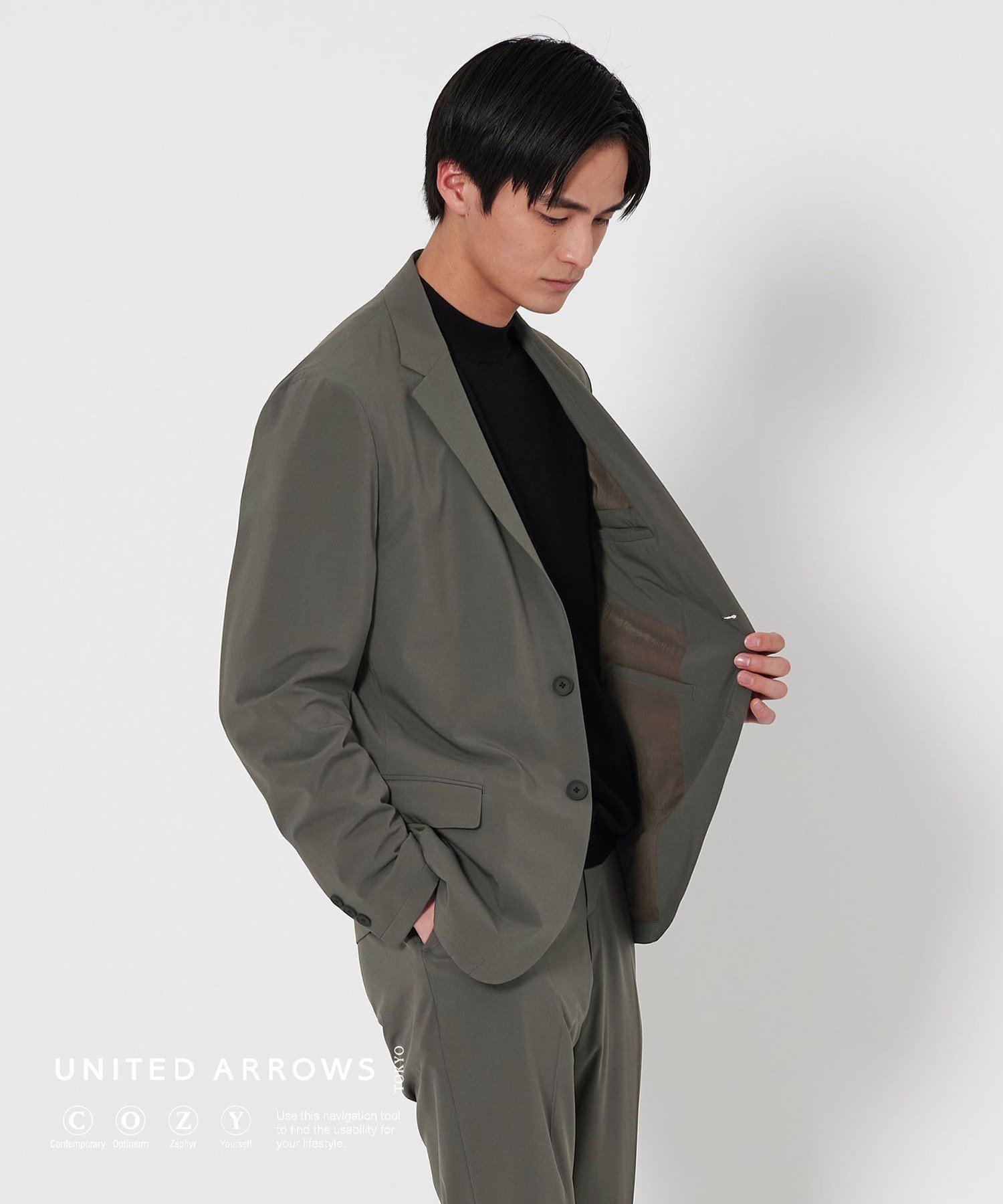 【ユナイテッドアローズ/UNITED ARROWS / MEN】のライトパーテックス シングル 2B ジャケット UA COZY -2WAYストレッチ・ウォッシャブル- インテリア・キッズ・メンズ・レディースファッション・服の通販 founy(ファニー) 　ファッション　Fashion　メンズファッション　MEN　インナー　Inner　ウォッシャブル　Washable　エアリー　Airy　軽量　Lightweight　ジャケット　Jacket　ストレッチ　Stretch　セットアップ　Set Up　タフタ　Taffeta　フォルム　Form　フラップ　Flap　フロント　Front　ポケット　Pocket　おすすめ　Recommend　エレガント 上品　Elegant　ビジネス 仕事 通勤　Business　OLIVE|ID: prp329100004532232 ipo3291000000032036797